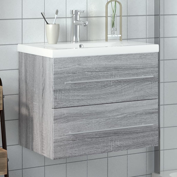 vidaXL Sink Cabinet with Integrated Sink Sonoma Oak Grey