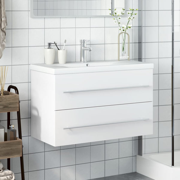 vidaXL Under-Sink Cabinet with Integrated Basin White