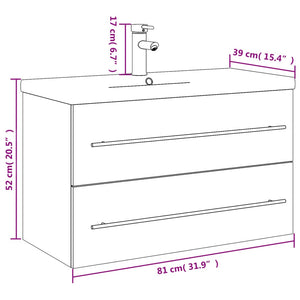 vidaXL Under-Sink Cabinet with Integrated Basin White