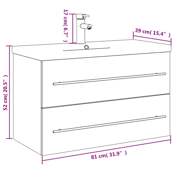 vidaXL Under-Sink Cabinet with Integrated Basin White