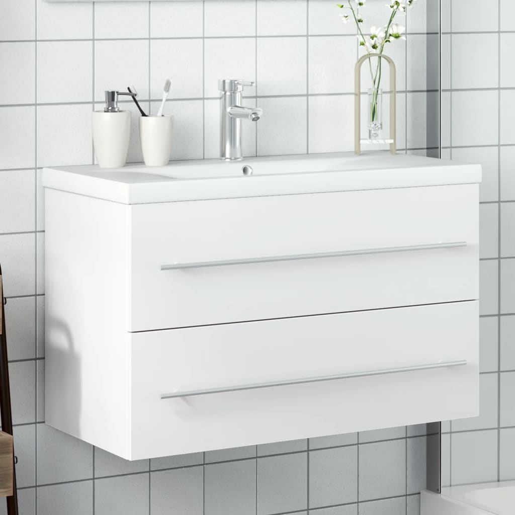 vidaXL Under-Sink Cabinet with Integrated Basin White