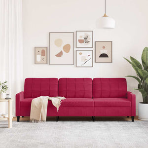 3-Sitzer Sofa Weinrot Samt 210cm