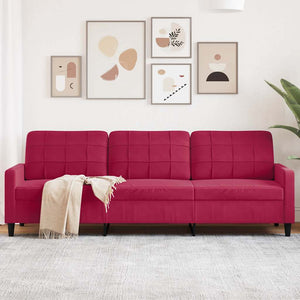 3-Sitzer Sofa Weinrot Samt 210cm