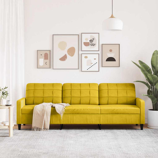 Gelbes 3-Sitzer Samt Sofa 210 cm