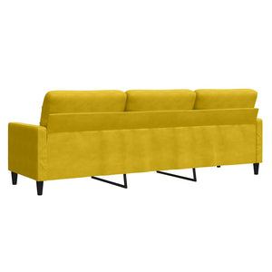 Gelbes 3-Sitzer Samt Sofa 210 cm