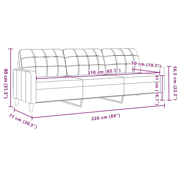 Gelbes 3-Sitzer Samt Sofa 210 cm