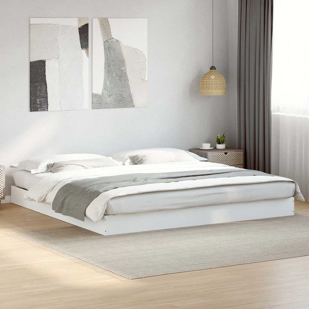 vidaXL Bed Frame No Mattress White 180x200 cm Engineered Wood