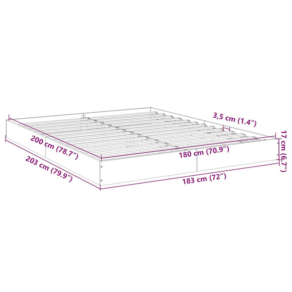 vidaXL Bed Frame without Mattress Grey Sonoma 180x200 cm Engineered Wood