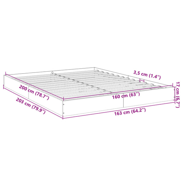 vidaXL Bed Frame without Mattress Black 160x200 cm Engineered Wood