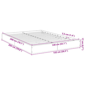 Bettgestell 140x200 cm Grau Sonoma Holz