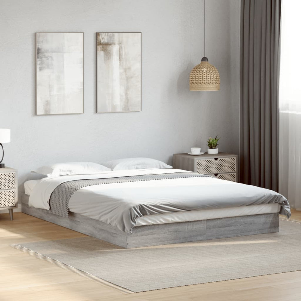 Bettgestell 140x200 cm Grau Sonoma Holz