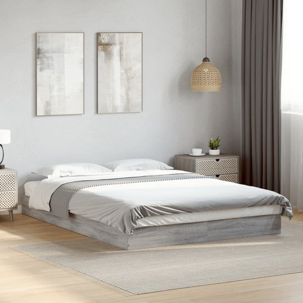Bettgestell 140x200 cm Grau Sonoma Holz