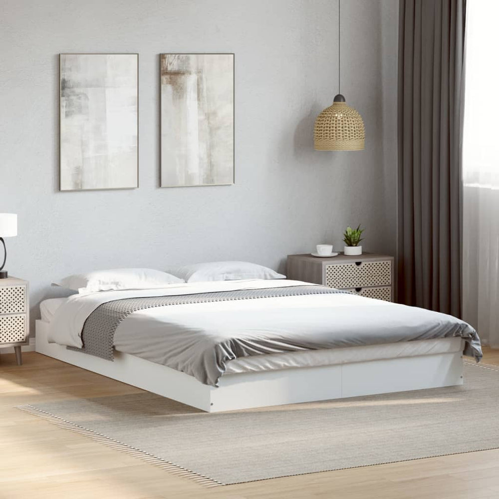 vidaXL Bed Frame White 135x190 cm Engineered Wood