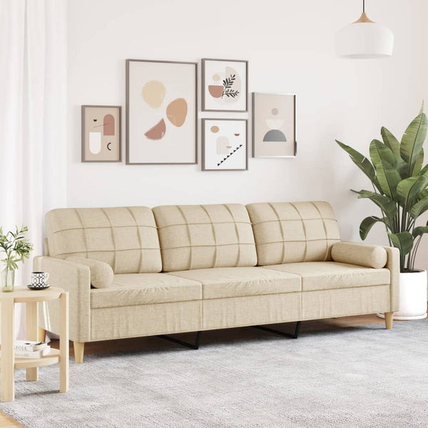 3-Sitzer Sofa Creme Stoff 210 cm