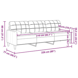 3-Sitzer Sofa Braun Stoff 210 cm