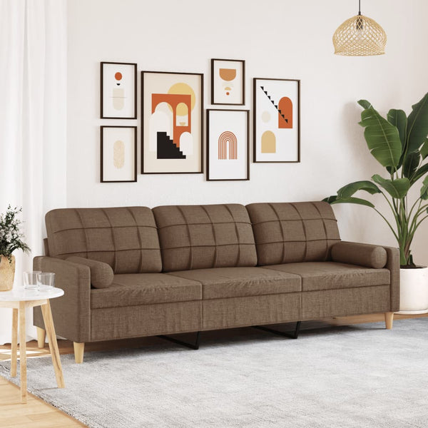 3-Sitzer Sofa Braun Stoff 210 cm