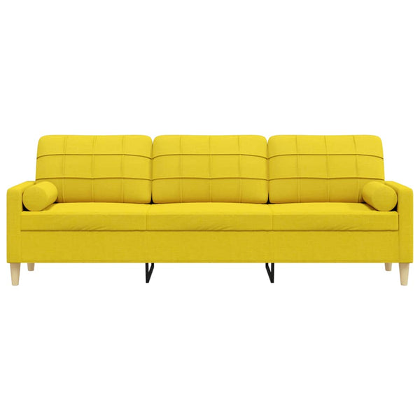 vidaXL 3-Seater Sofa with Decorative Pillows Light Yellow 210 cm Fabric