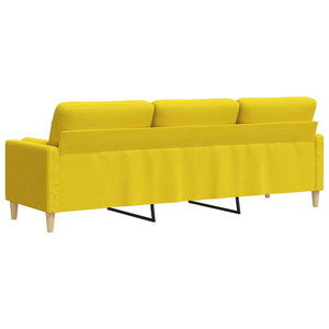 vidaXL 3-Seater Sofa with Decorative Pillows Light Yellow 210 cm Fabric