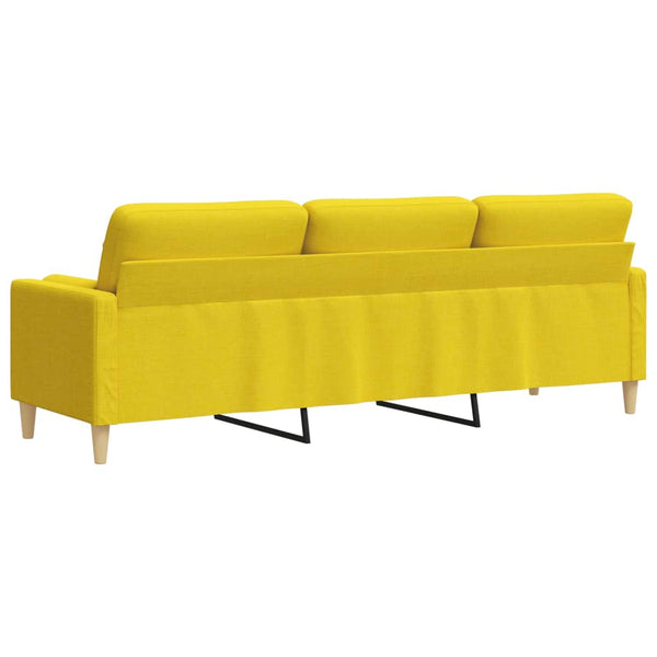 vidaXL 3-Seater Sofa with Decorative Pillows Light Yellow 210 cm Fabric
