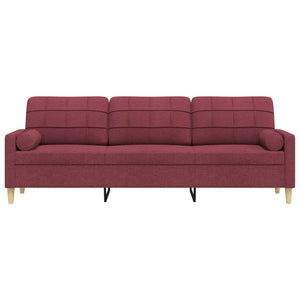 vidaXL 3-Seater Sofa with Decorative Pillows Wine Red 210 cm Fabric