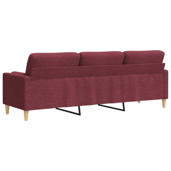 vidaXL 3-Seater Sofa with Decorative Pillows Wine Red 210 cm Fabric