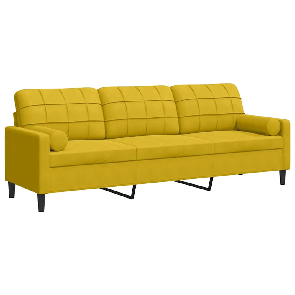 vidaXL 3-Seater Sofa with Decorative Pillows Yellow 210 cm Velvet