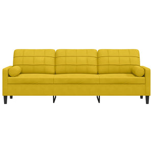 vidaXL 3-Seater Sofa with Decorative Pillows Yellow 210 cm Velvet