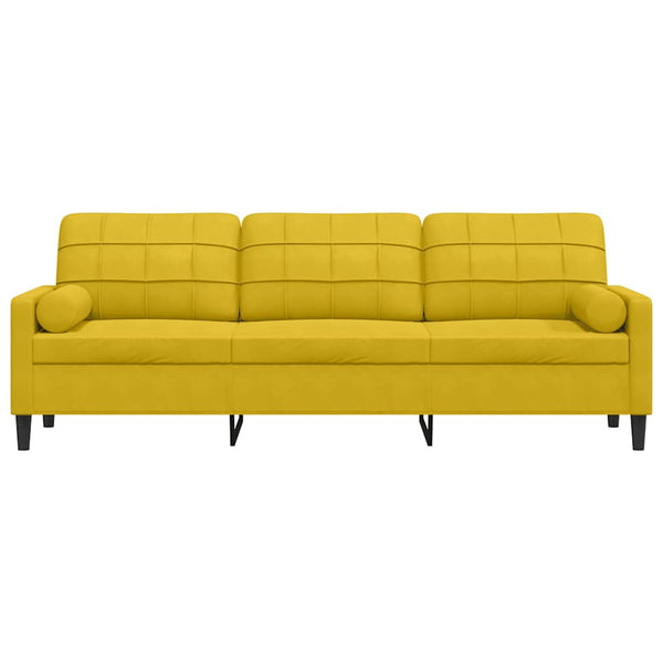 vidaXL 3-Seater Sofa with Decorative Pillows Yellow 210 cm Velvet