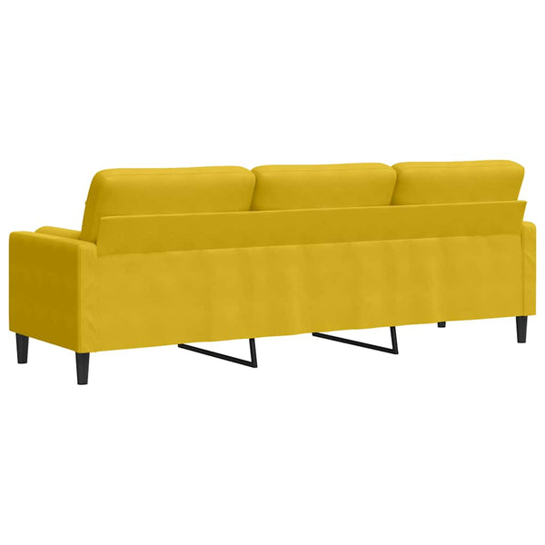 vidaXL 3-Seater Sofa with Decorative Pillows Yellow 210 cm Velvet