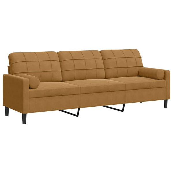 vidaXL 3-Seater Sofa with Decorative Pillows Brown 210 cm Velvet