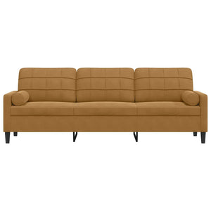 vidaXL 3-Seater Sofa with Decorative Pillows Brown 210 cm Velvet