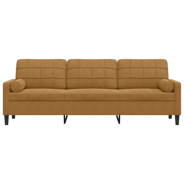 vidaXL 3-Seater Sofa with Decorative Pillows Brown 210 cm Velvet