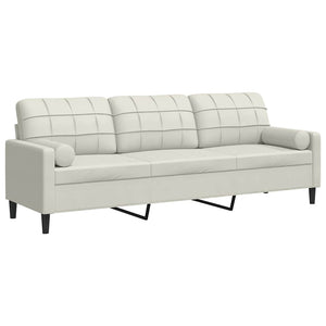 vidaXL 3-Seater Sofa with Decorative Cushions Cream 210 cm Velvet