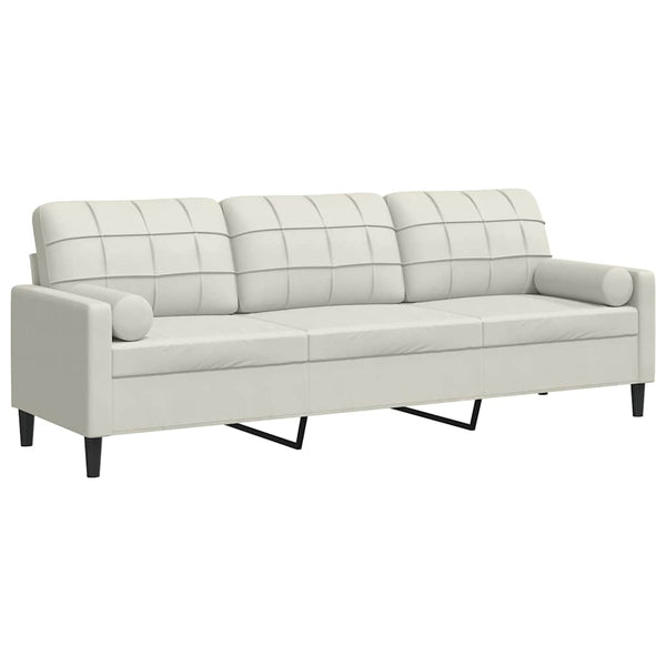 vidaXL 3-Seater Sofa with Decorative Cushions Cream 210 cm Velvet