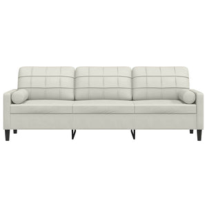vidaXL 3-Seater Sofa with Decorative Cushions Cream 210 cm Velvet
