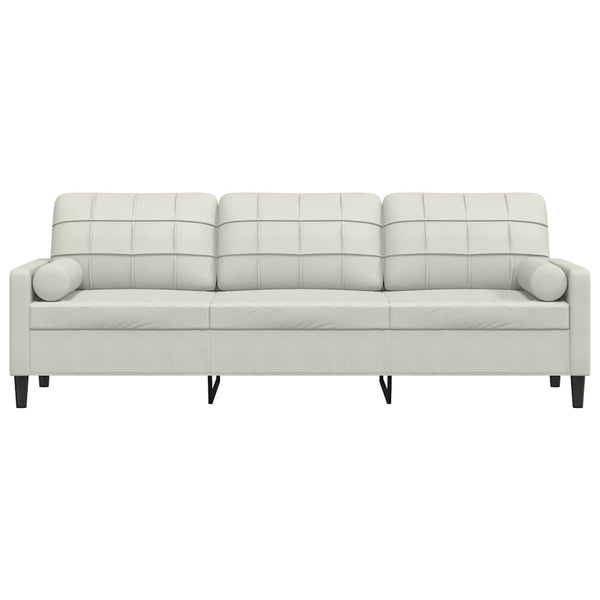 vidaXL 3-Seater Sofa with Decorative Cushions Cream 210 cm Velvet