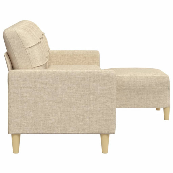 vidaXL 3-Seater Sofa with Footstool Cream 210 cm Fabric