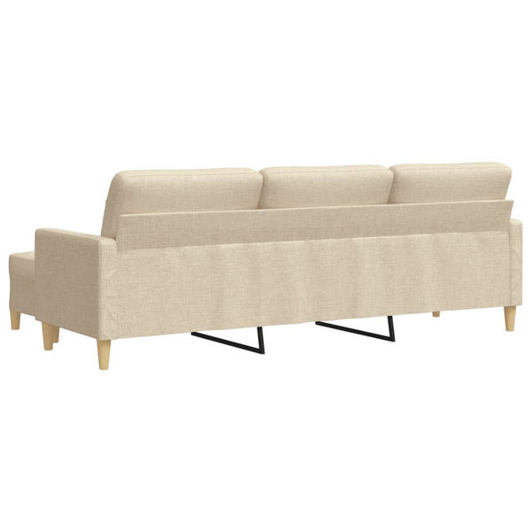 vidaXL 3-Seater Sofa with Footstool Cream 210 cm Fabric