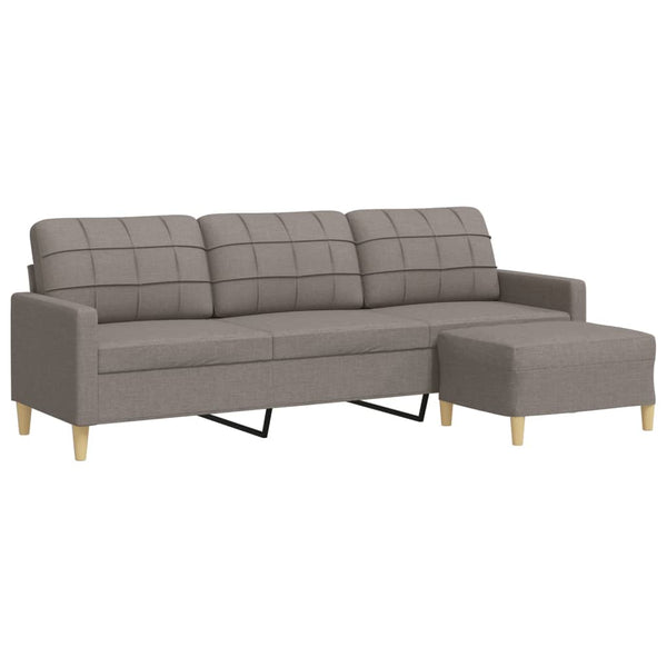 vidaXL 3-Seater Sofa with Ottoman Taupe 210 cm Fabric