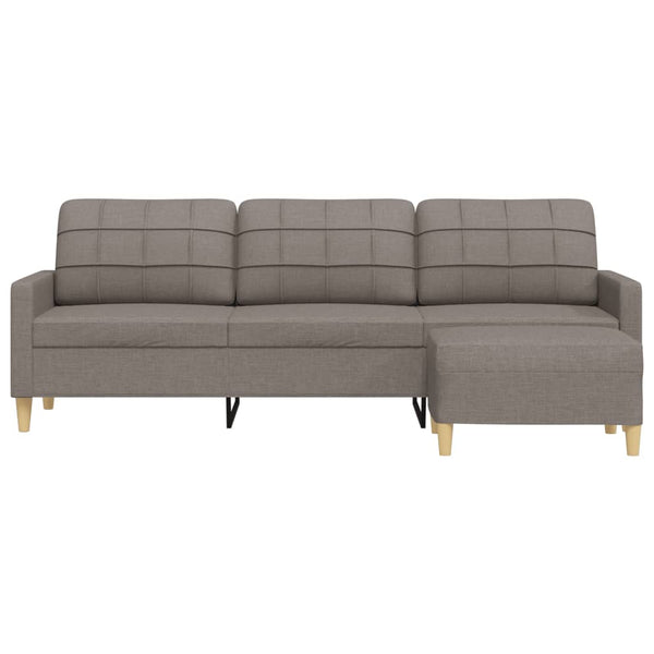 vidaXL 3-Seater Sofa with Ottoman Taupe 210 cm Fabric