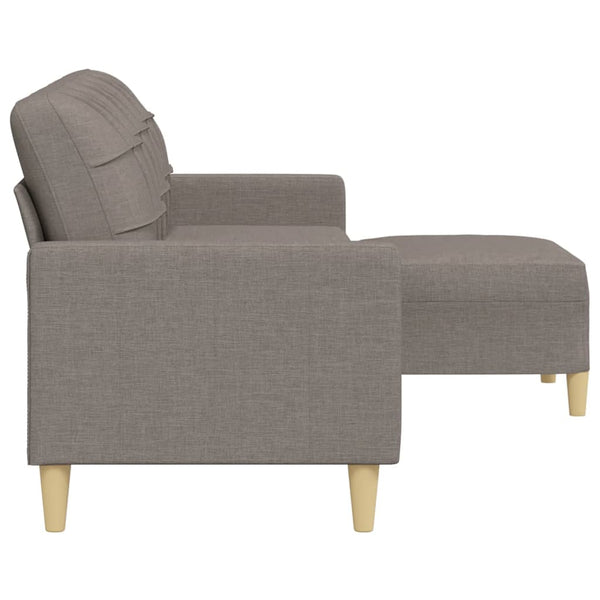vidaXL 3-Seater Sofa with Ottoman Taupe 210 cm Fabric