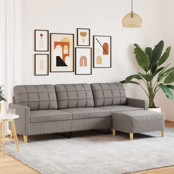 vidaXL 3-Seater Sofa with Ottoman Taupe 210 cm Fabric