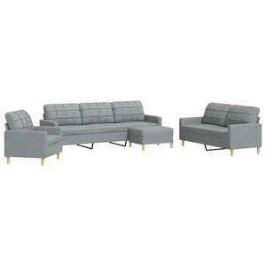 vidaXL 4-Piece Sofa Set with Footstool Light Grey Fabric