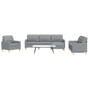 vidaXL 4-Piece Sofa Set with Footstool Light Grey Fabric