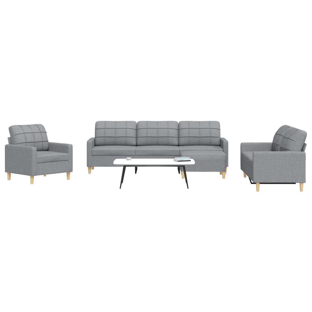 vidaXL 4-Piece Sofa Set with Footstool Light Grey Fabric