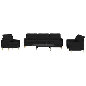 vidaXL 4-Piece Sofa Set with Footrest Black Fabric