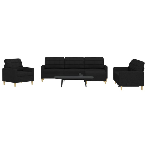 vidaXL 4-Piece Sofa Set with Footrest Black Fabric