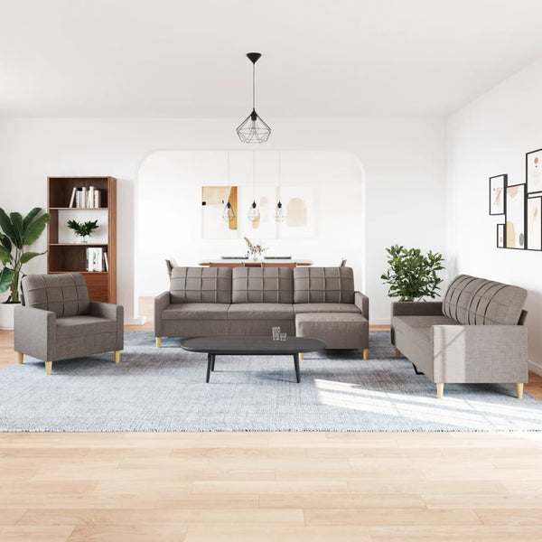 vidaXL 4-Piece Sofa Set with Footstool Taupe Fabric