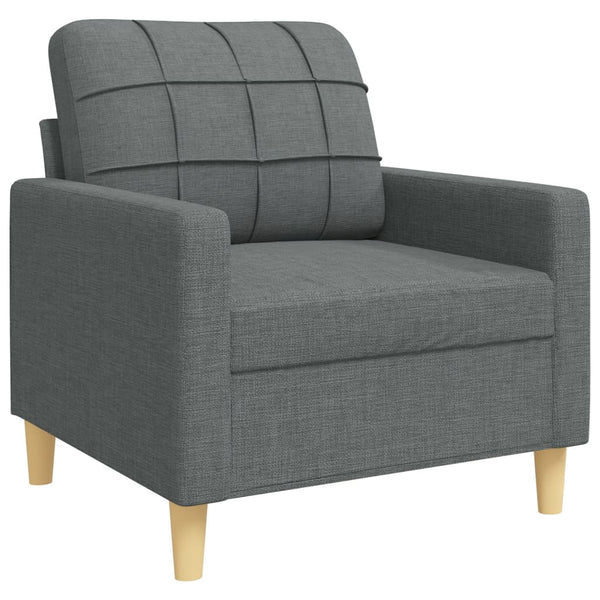 vidaXL 3-Piece Sofa Set with Throw Pillows Dark Grey Fabric