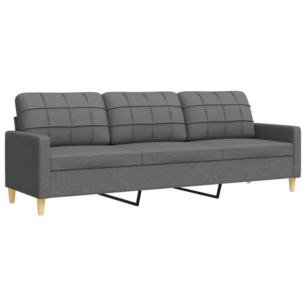 vidaXL 3-Piece Sofa Set with Throw Pillows Dark Grey Fabric